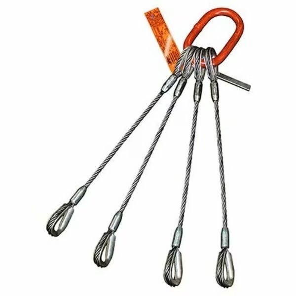 Four Leg Wire Rope Slng, 5/16 in dia, 24ft L, HD Thimble, 3.5 ton Capacity, Hsi, Mfr#: 400HT5/16XD-24